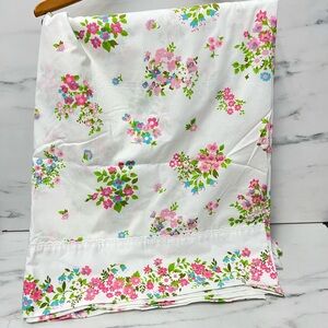 Vintage fieldcrest twin flat sheet pink blue flowers bedding